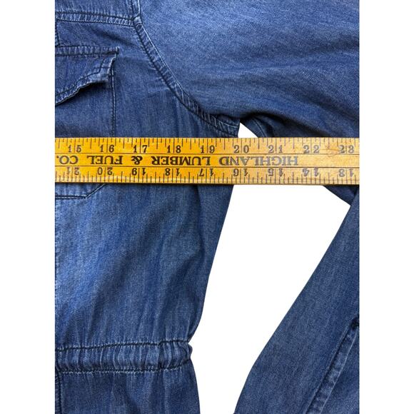 Ci Sono Adorak Jacket Drawstring Waist Blue Denim Cotton Tencel Pockets Sz Small - Picture 10 of 13